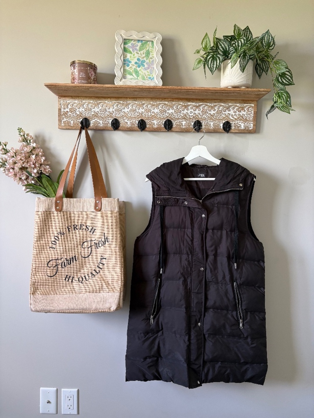 Zara Black Long Puffer Vest